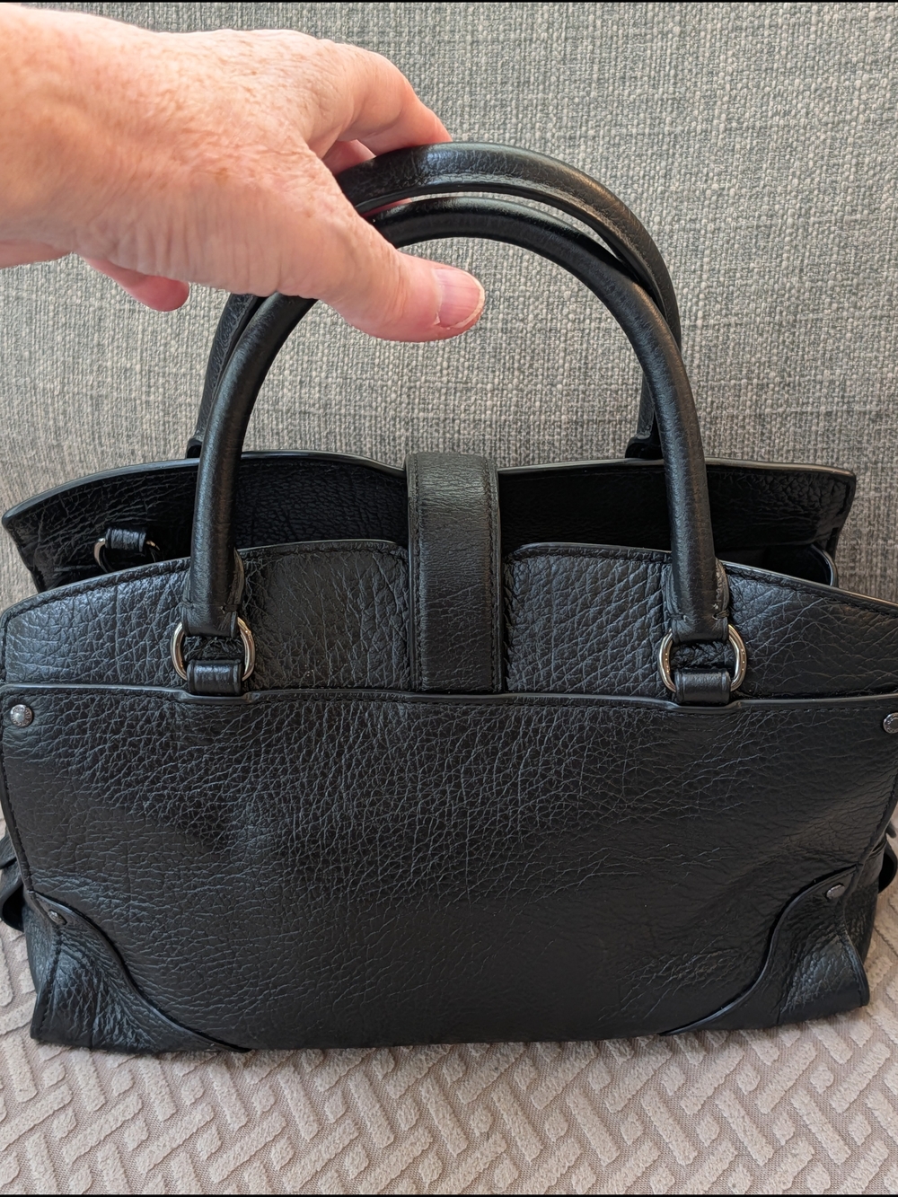Coach Mercer Gun Metal Black Bandana Rivets Satchel EUC - Picture 4 of 14